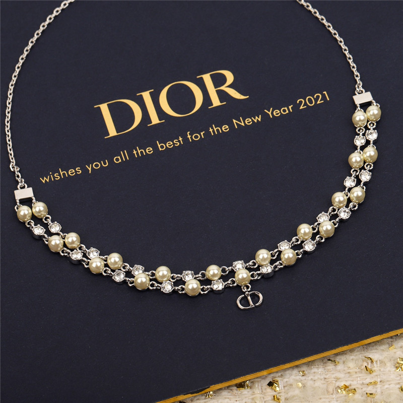 d10r double layer pearl D1am0nd necklace