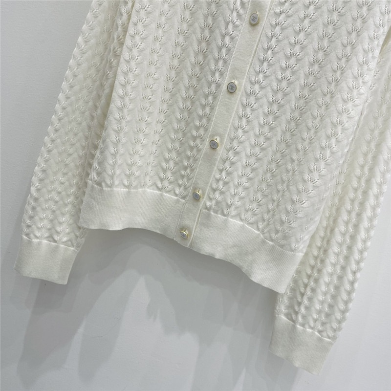 Ch**el hollow round neck wool cardigan replica clothes