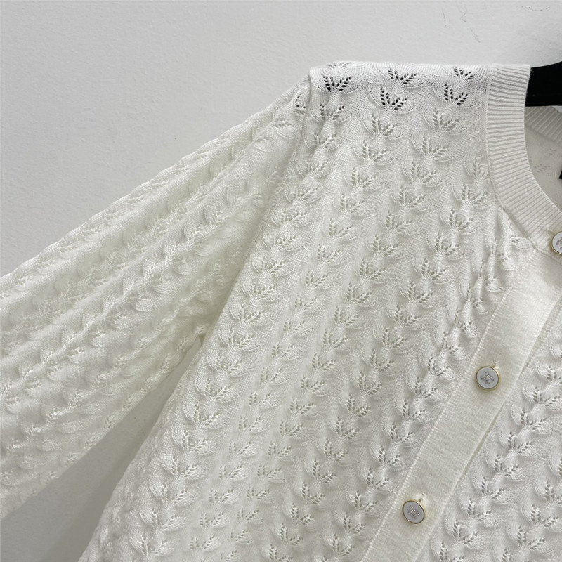 Ch**el hollow round neck wool cardigan replica clothes