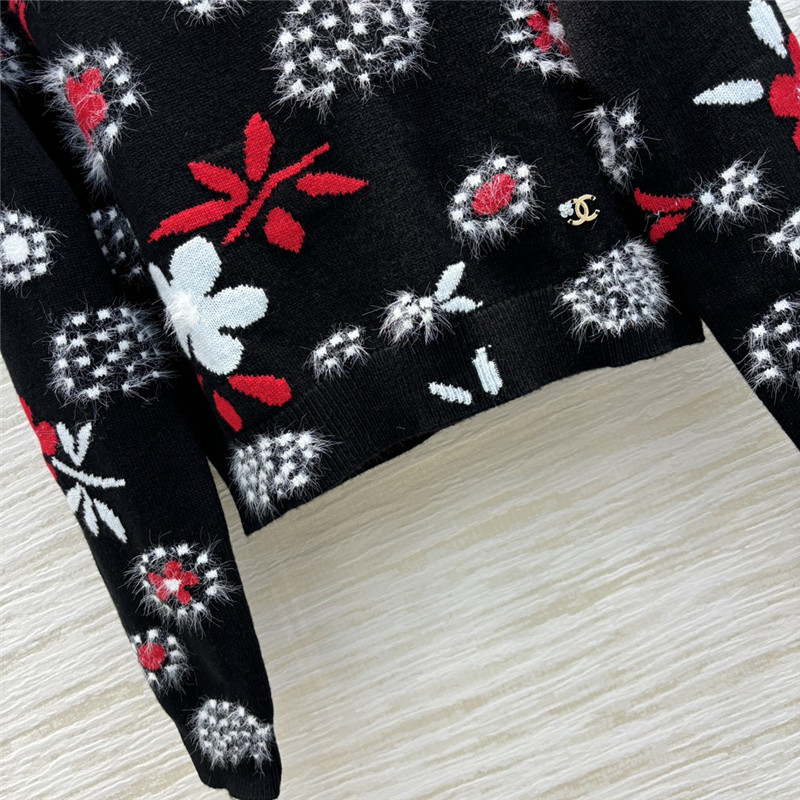 Ch**el floral jacquard pattern knitted sweater replica clothing