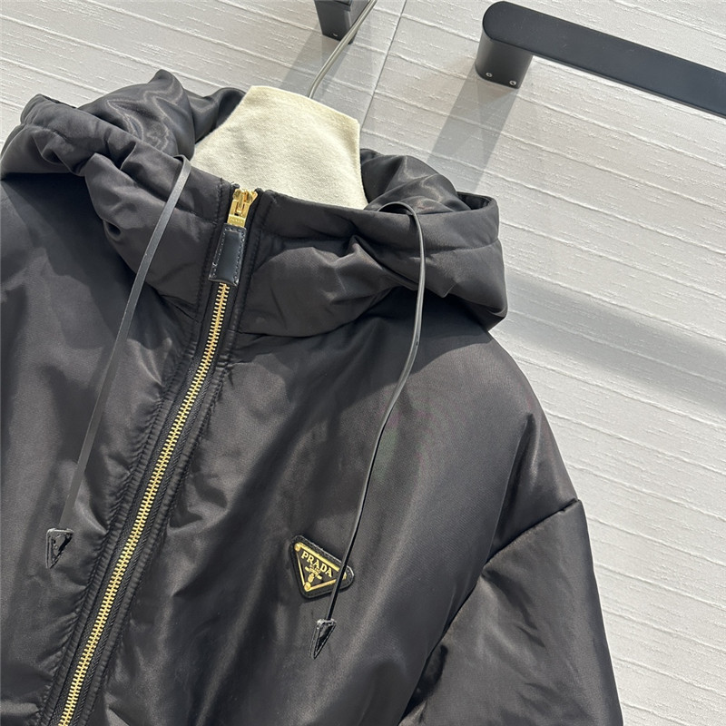 Pra*a recycled nylon series hooded down jacket replica clothes