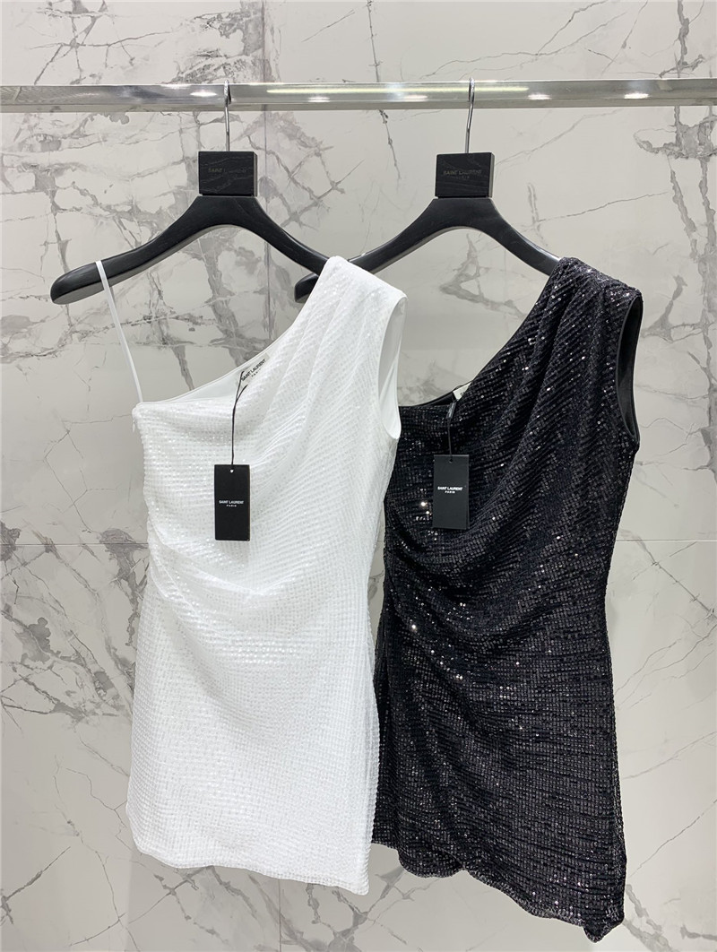 Y51 one-shoulder sequined mesh skirt replica d&g clothing