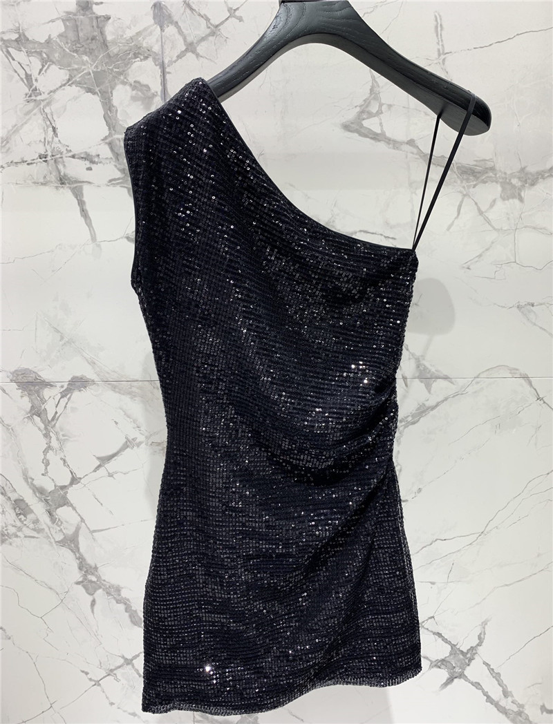 Y51 one-shoulder sequined mesh skirt replica d&g clothing