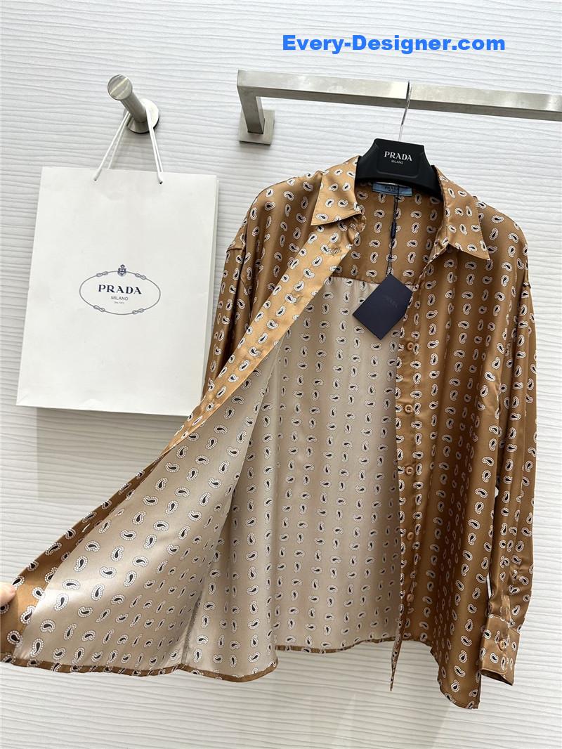 Pra*a silk printed shirt replica d&g clothing