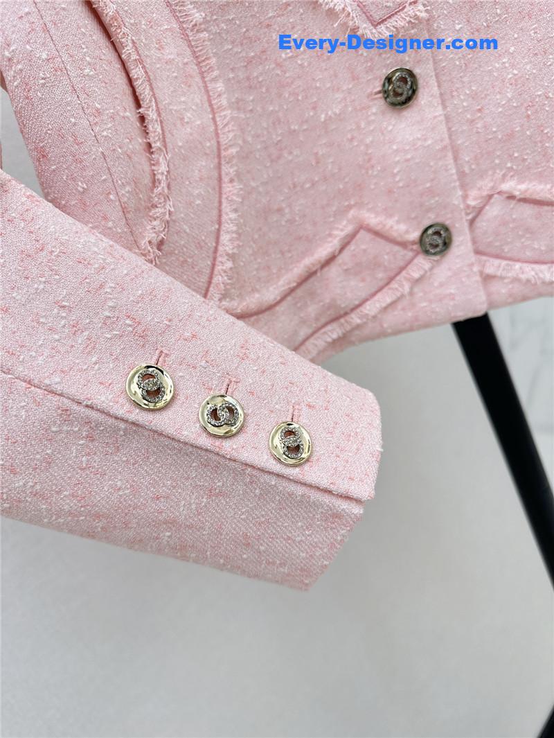 Ch**el cherry blossom pink woven coat replica clothing sites