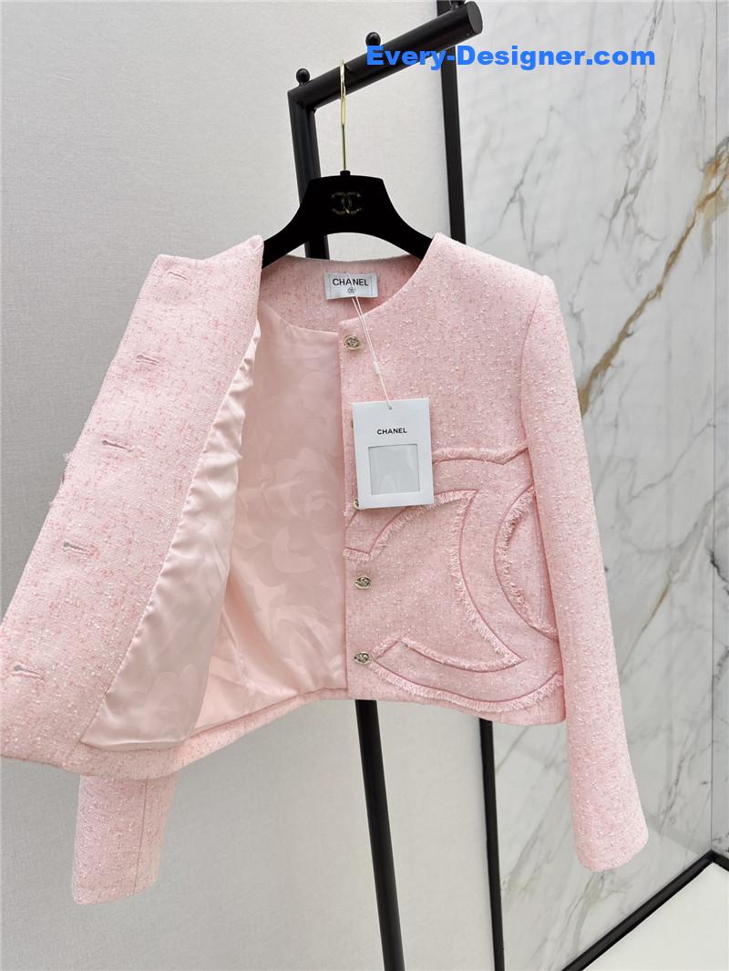 Ch**el cherry blossom pink woven coat replica clothing sites