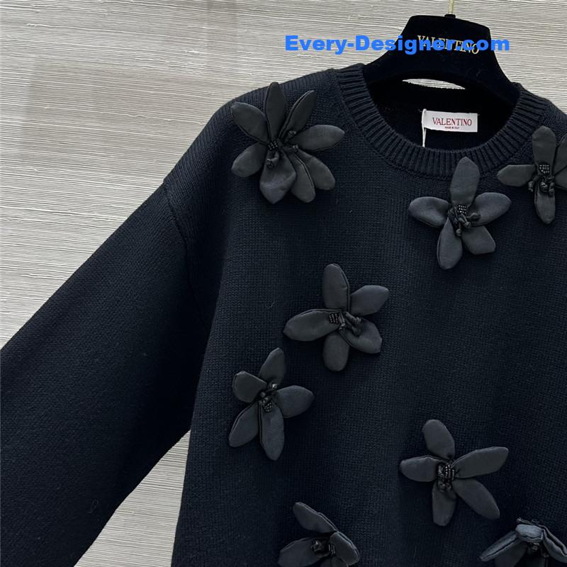 Va1e*ntin0 3d flower long sleeve top replica clothes