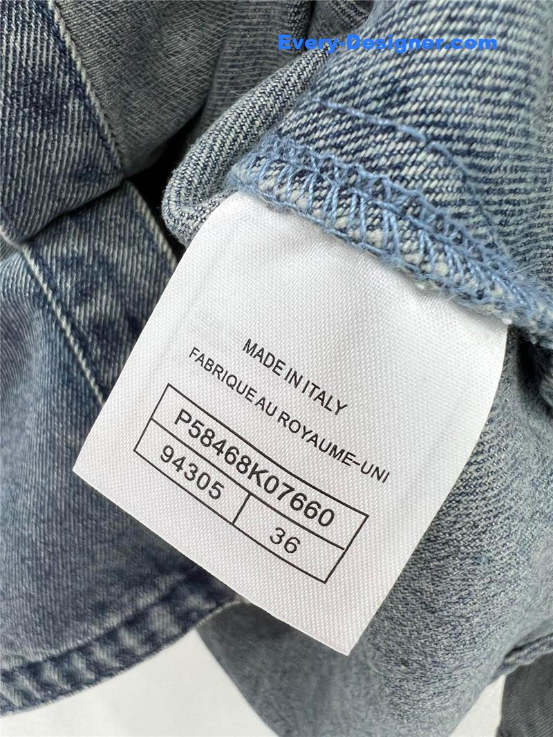 Ch**el lapel embroidered denim shirt replica clothing sites