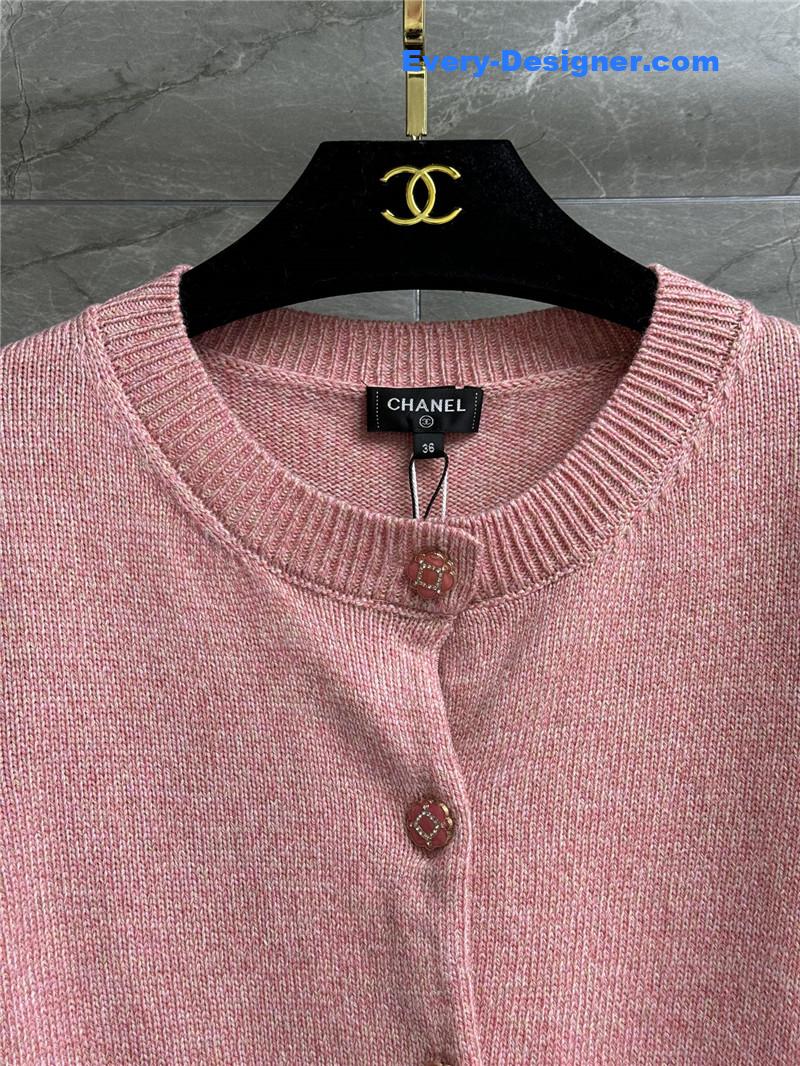 Ch**el pink short cardigan replica designer clothes