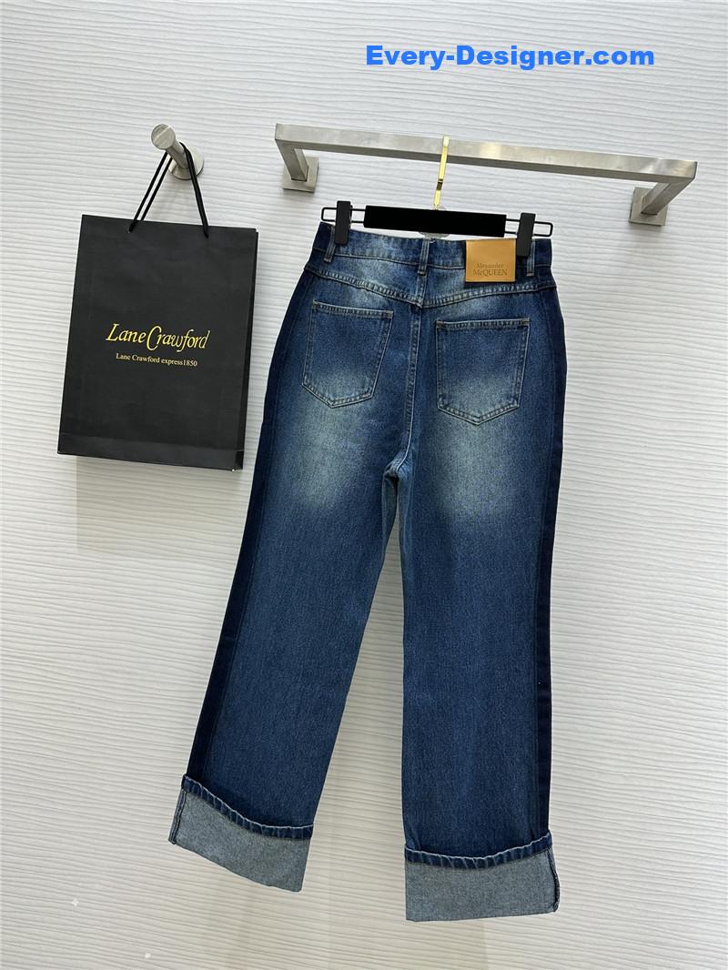 a1exa*der Mcqv*en cuff straight jeans replica clothes