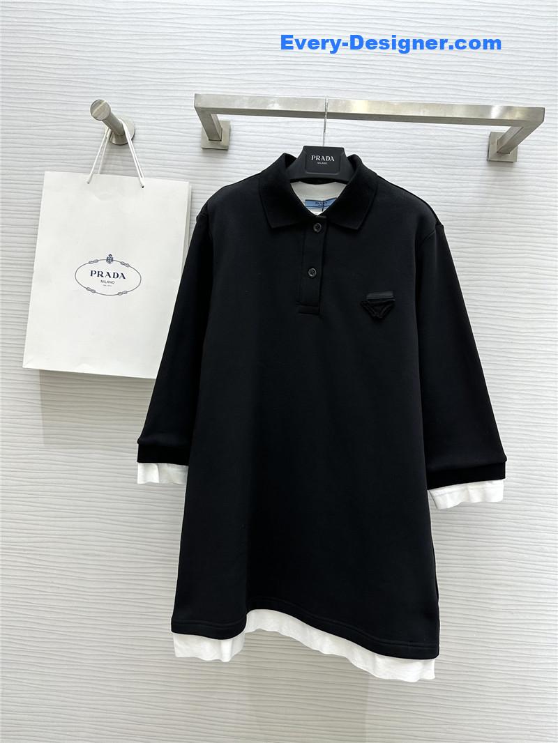 Pra*a polo long sleeve dress replica clothing sites