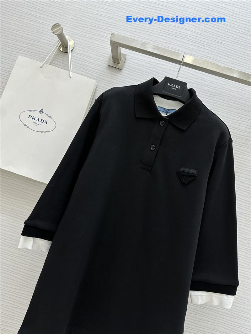Pra*a polo long sleeve dress replica clothing sites