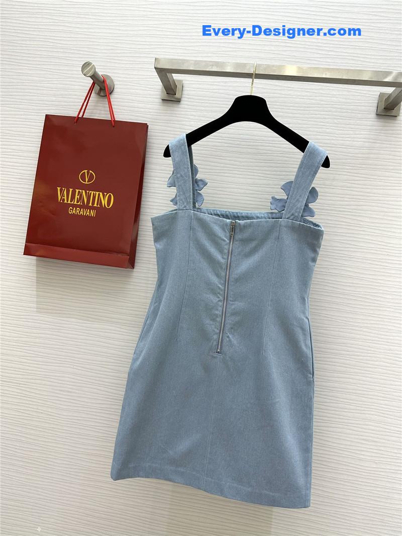 Va1e*ntin0 3d flower denim suspender skirt replica d&g clothing
