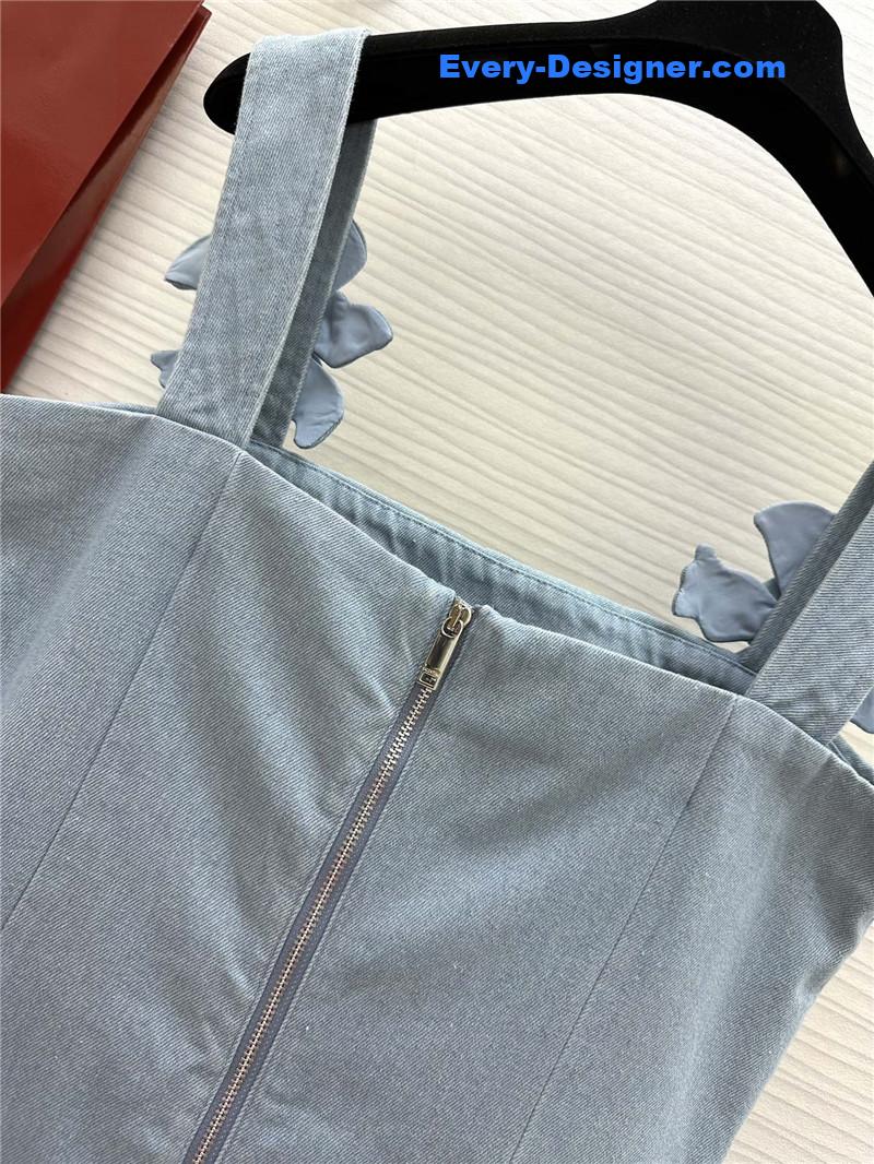 Va1e*ntin0 3d flower denim suspender skirt replica d&g clothing