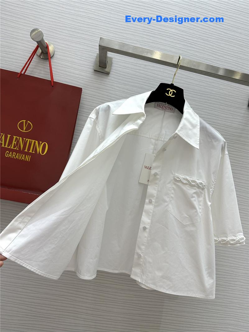 Va1e*ntin0 beaded short-sleeved shirt replica clothing sites
