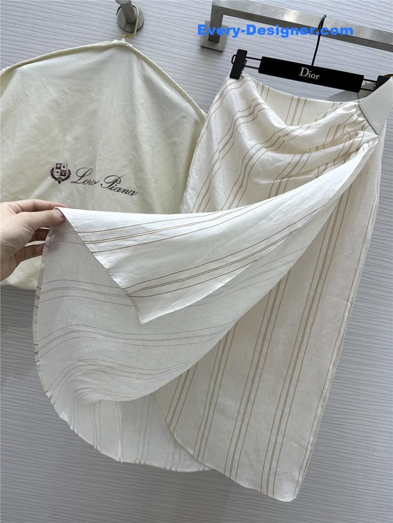 L0r0 P1ana striped linen pleated skirt replica d&g clothing