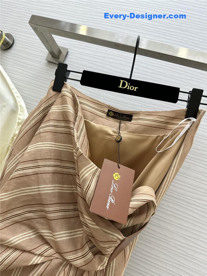 L0r0 P1ana striped linen pleated skirt replica d&g clothing