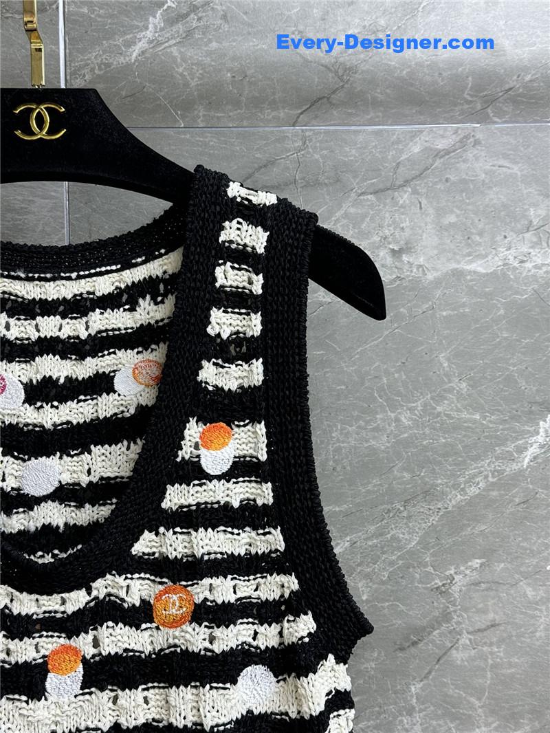 Ch**el black and white striped knit tank top