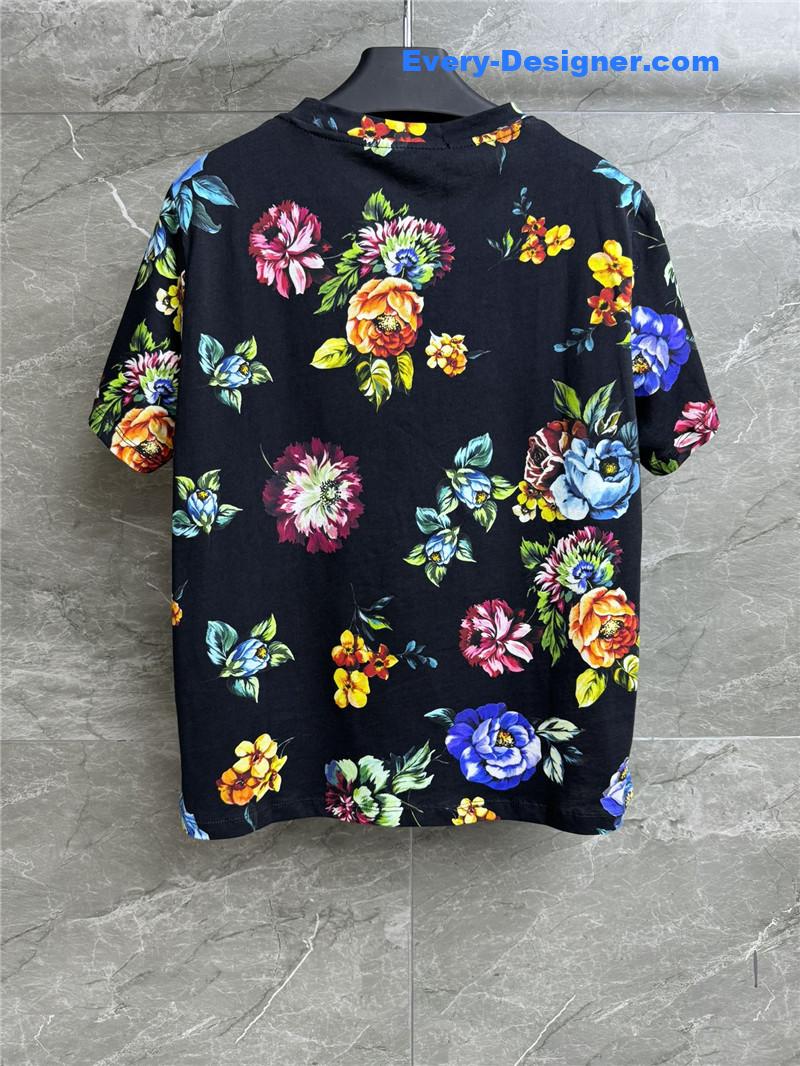 Pra*a floral print t-shirt replica d&g clothing