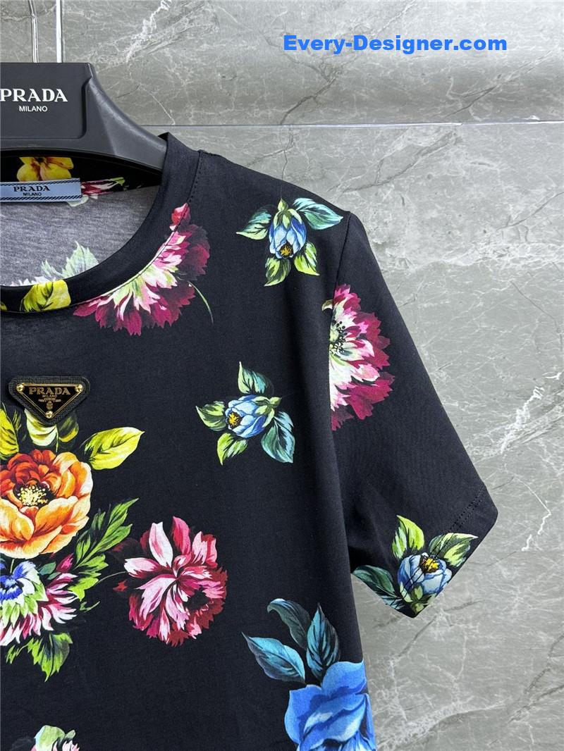 Pra*a floral print t-shirt replica d&g clothing