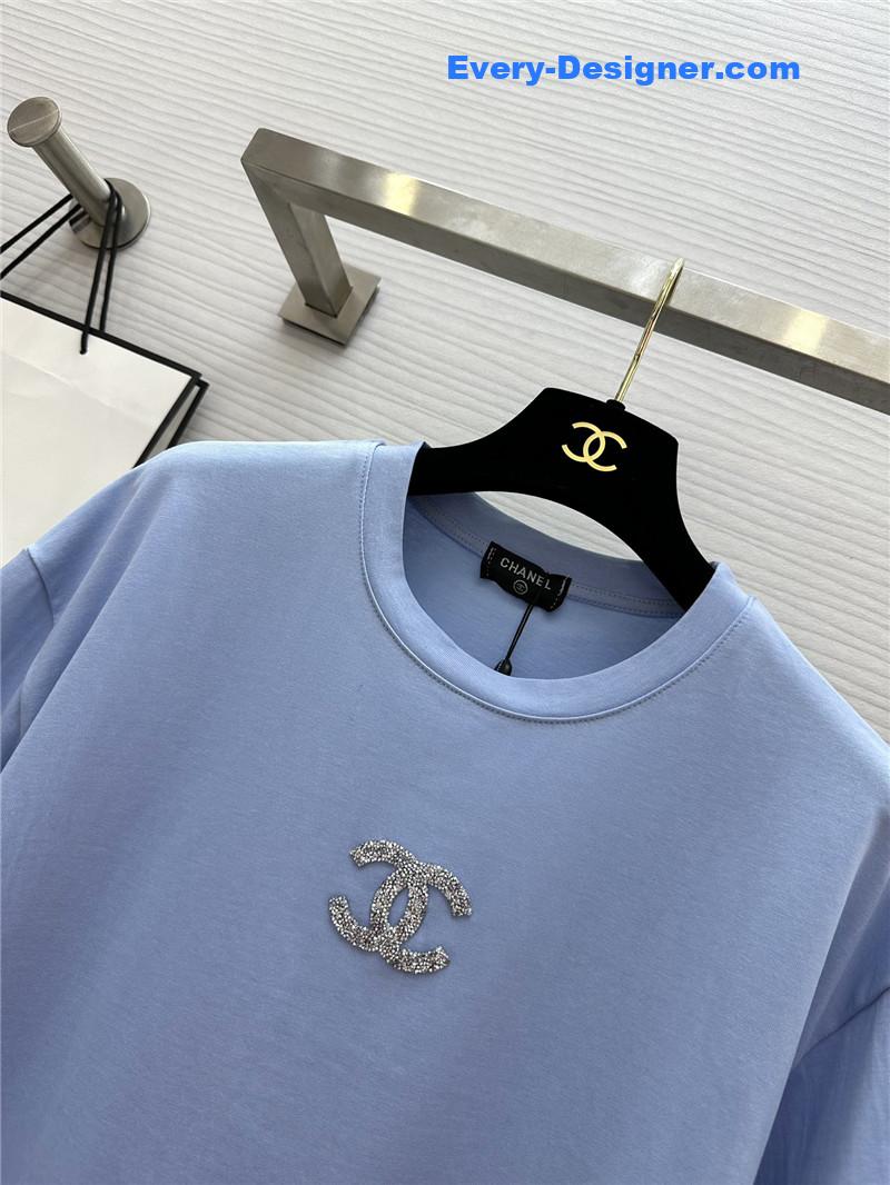 ch**el logo D1am0nd embellished t-shirt replica d&g clothing