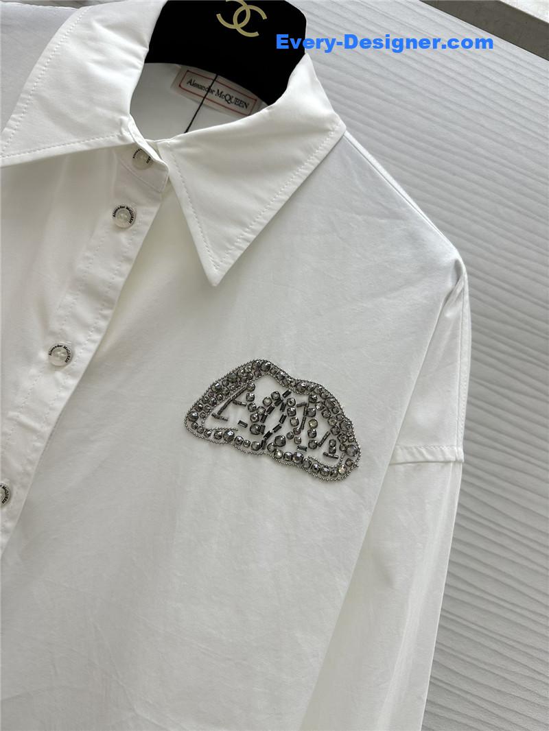 a1exa*der Mcqv*en logo embellished shirt replica clothing