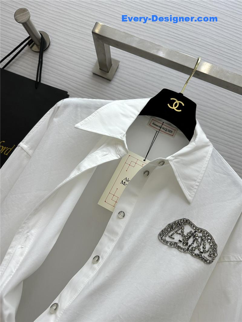 a1exa*der Mcqv*en logo embellished shirt replica clothing