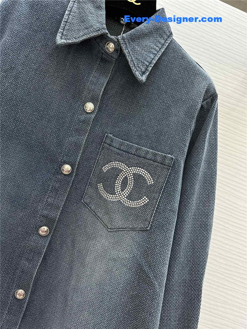 Ch**el denim shirt cheap replica designer clothes