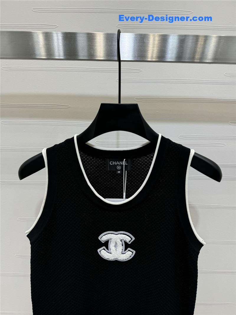 Ch**el 3d logo knitted vest replicas clothes