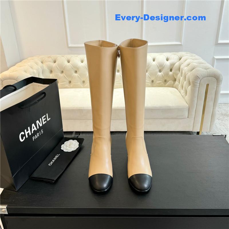 Ch**el chunky heel zipper keen high boots