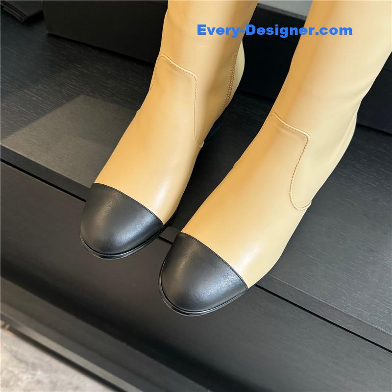 Ch**el chunky heel zipper keen high boots