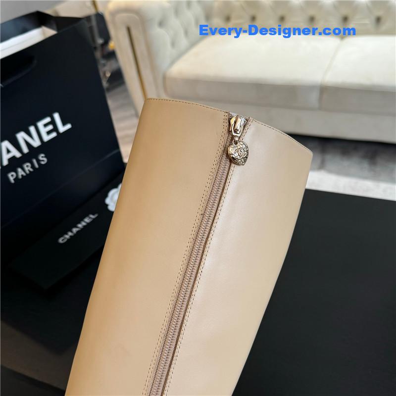 Ch**el chunky heel zipper keen high boots