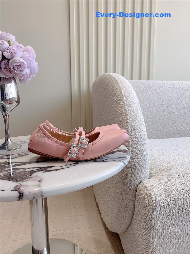 Roger Vivier Mary Janes in Pink Nappa Leather
