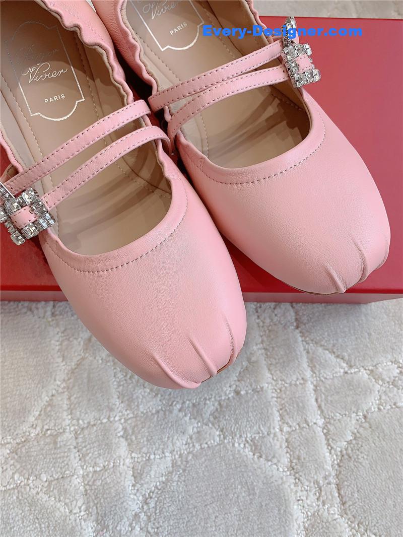 Roger Vivier Mary Janes in Pink Nappa Leather