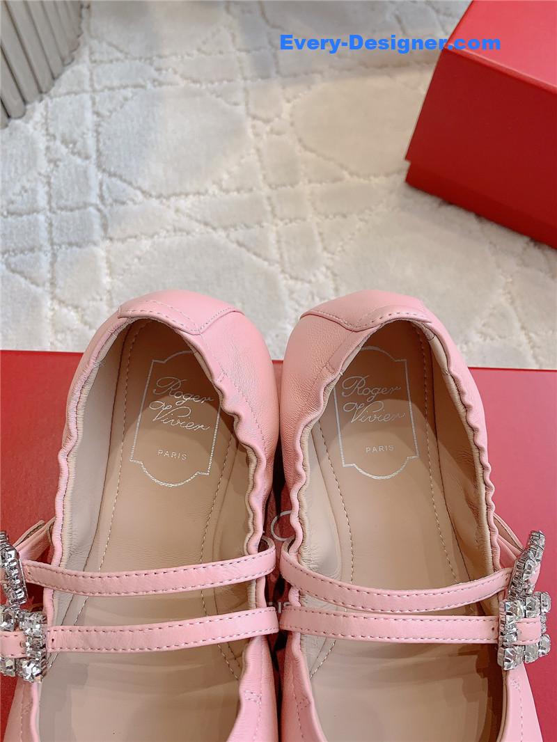 Roger Vivier Mary Janes in Pink Nappa Leather