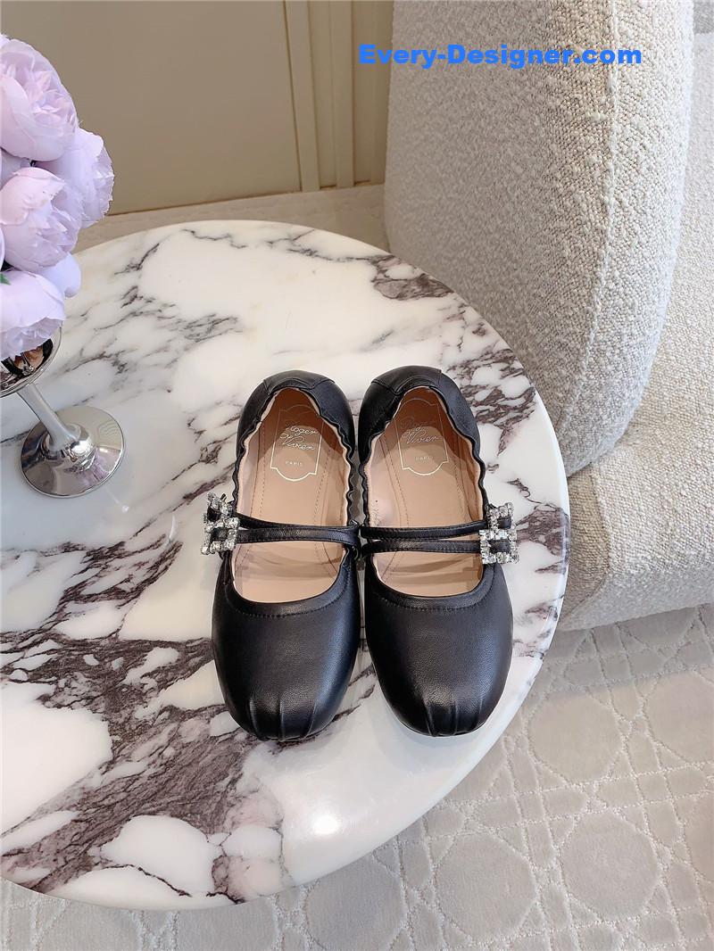 Roger Vivier Mary Janes in Black Nappa Leather