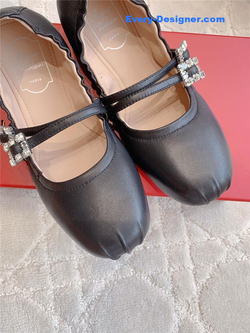 Roger Vivier Mary Janes in Black Nappa Leather