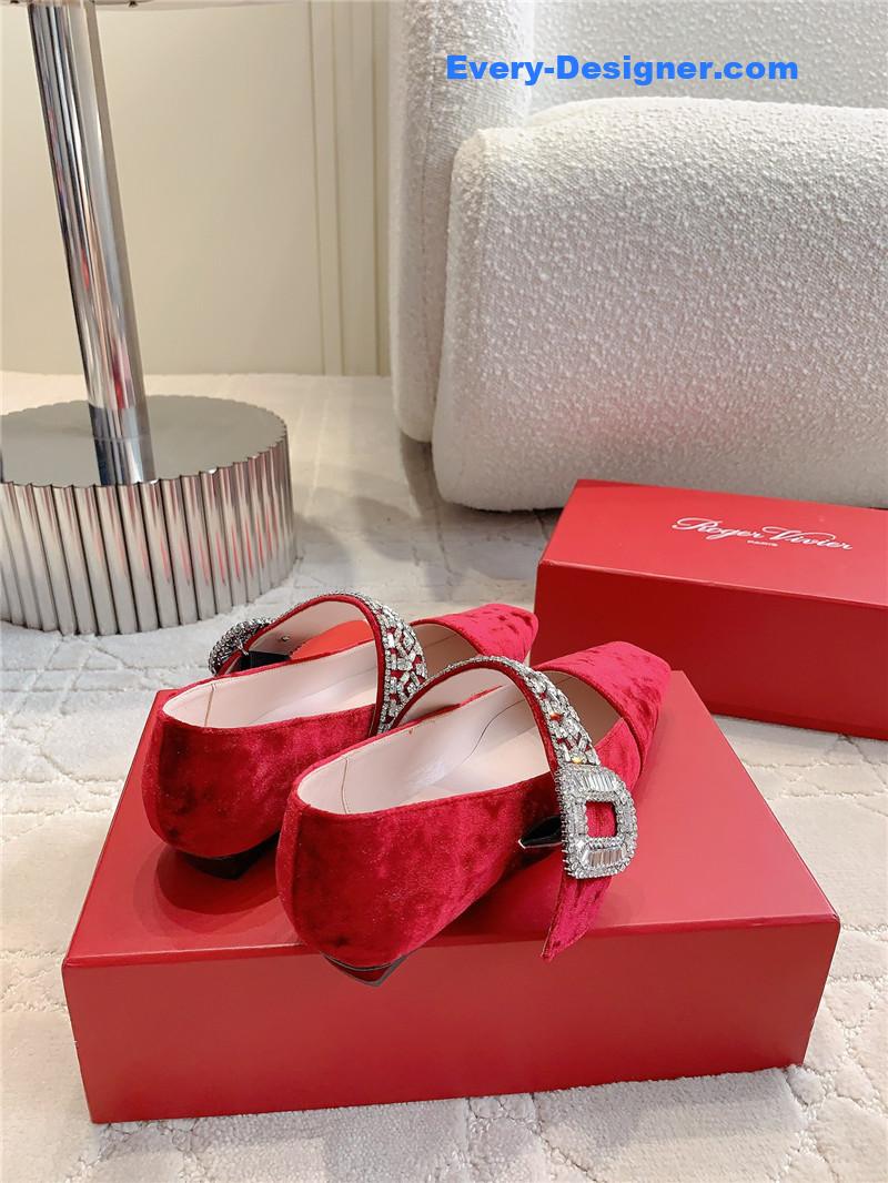 Roger Vivier Belle Vivier Mary Janes in Velvet Red