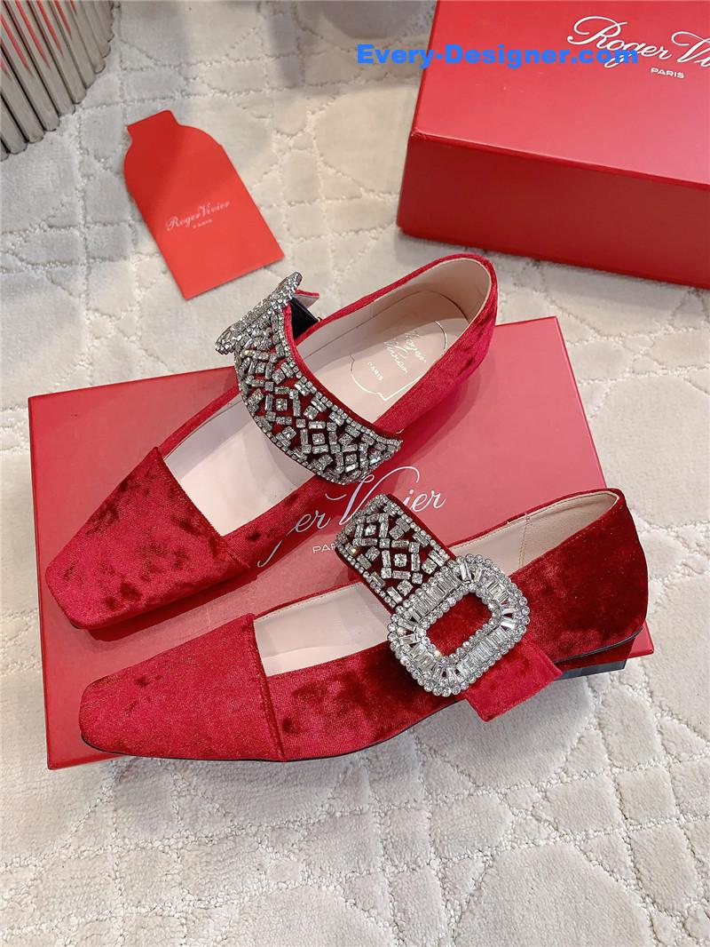 Roger Vivier Belle Vivier Mary Janes in Velvet Red