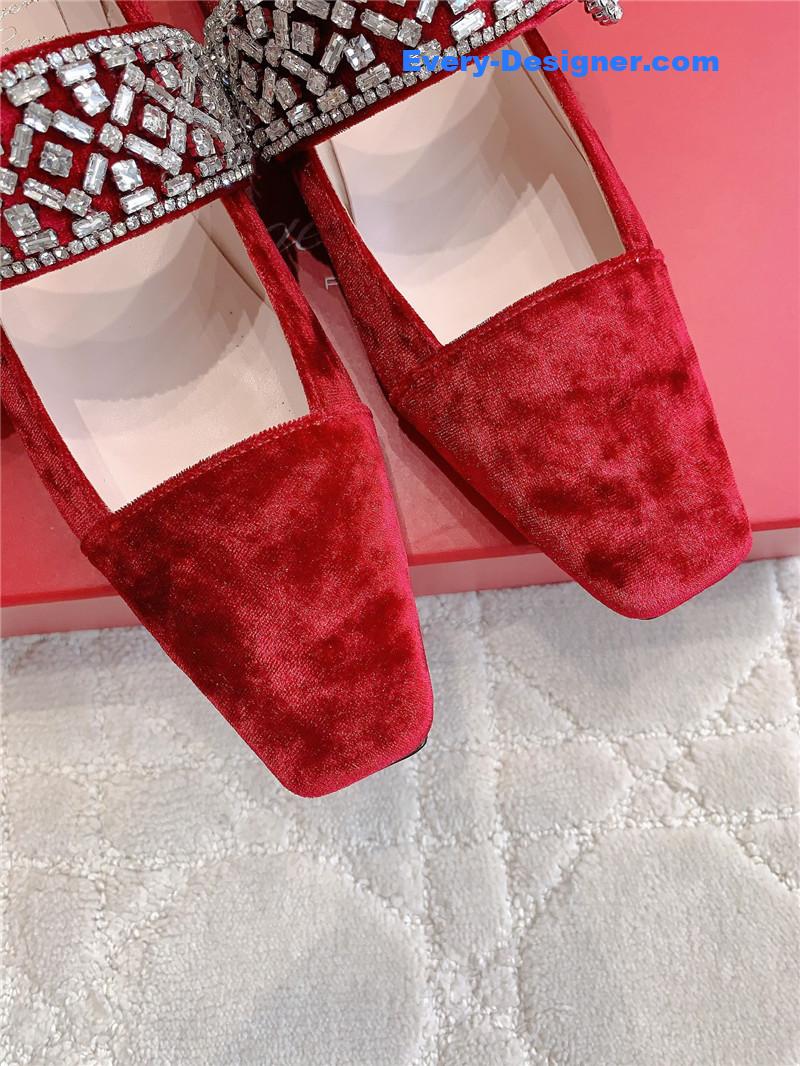 Roger Vivier Belle Vivier Mary Janes in Velvet Red
