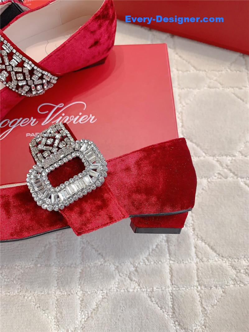 Roger Vivier Belle Vivier Mary Janes in Velvet Red