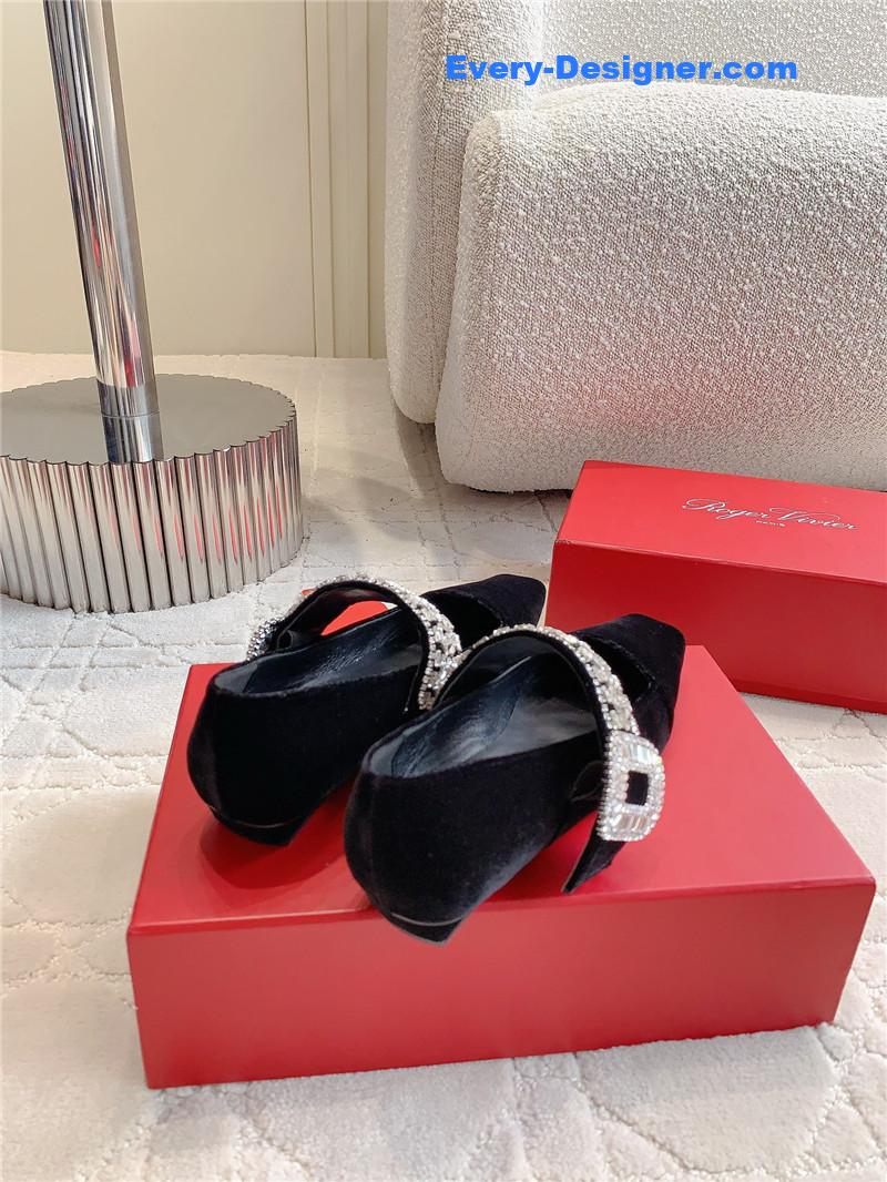 Roger Vivier Belle Vivier Mary Janes in Velvet Black