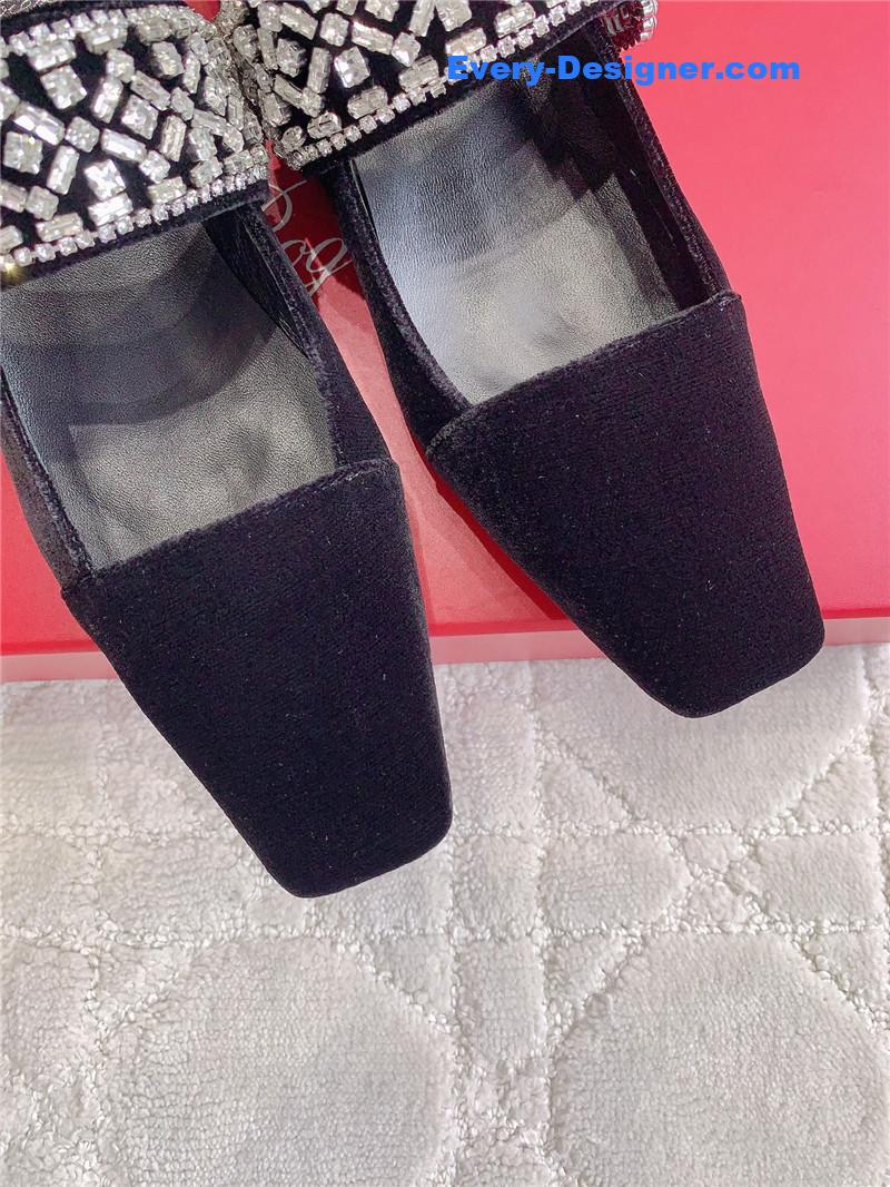 Roger Vivier Belle Vivier Mary Janes in Velvet Black