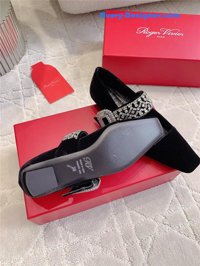 Roger Vivier Belle Vivier Mary Janes in Velvet Black