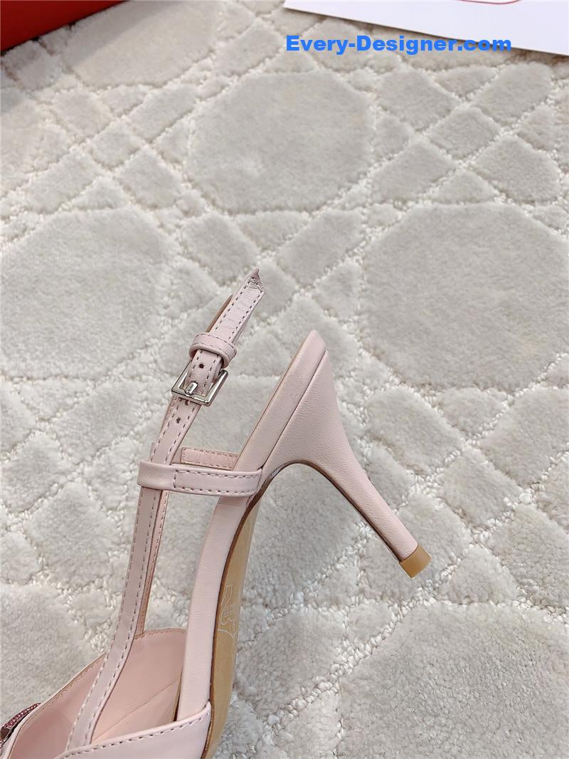 Va1e*ntin0 vlogo signature slingback in pink and crystal 80mm