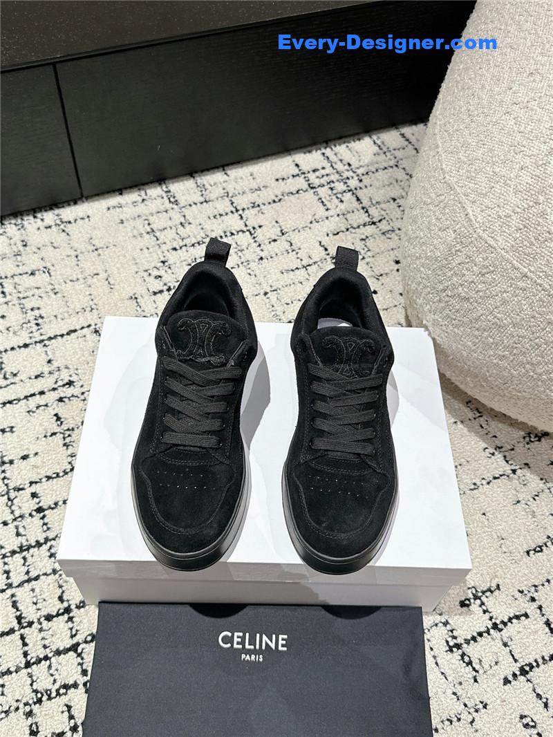 Ce1i*e black suede huntington low lace-up sneakers
