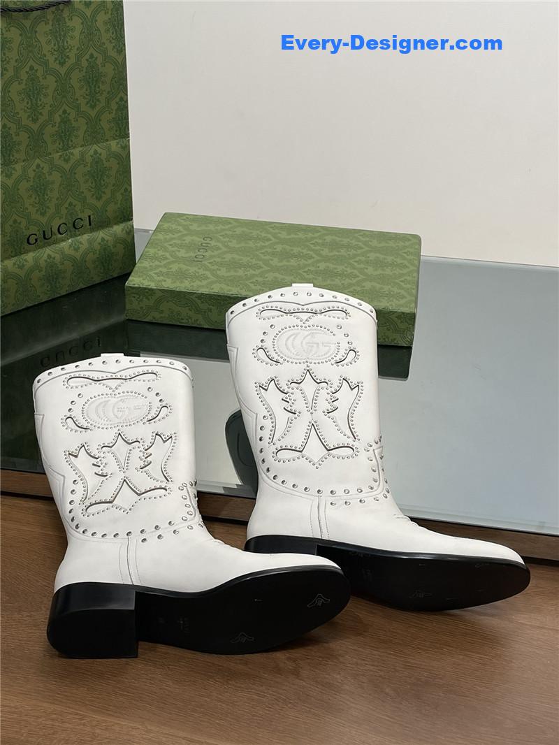 Gvc*1 gg embroidered studded keen high boots in white