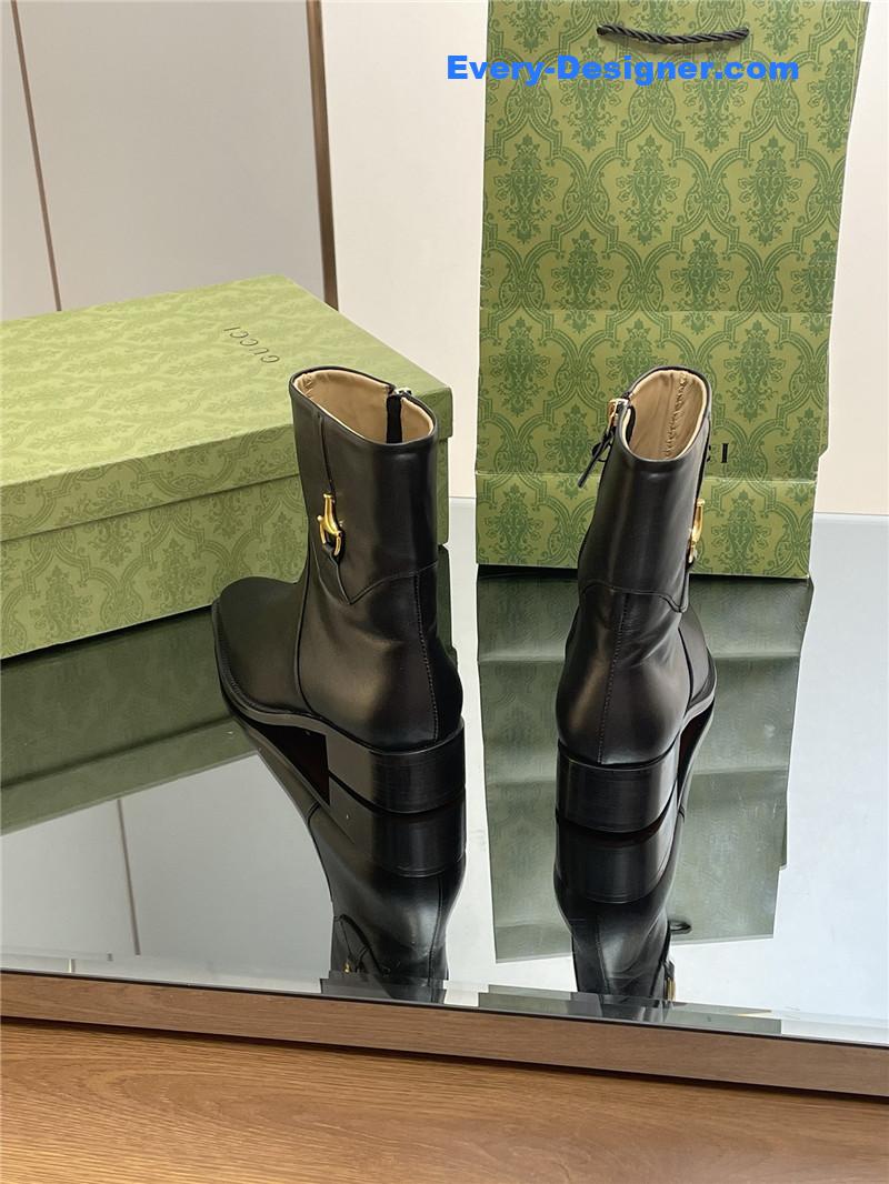 Gvc*1 horsebit-detail 45mm leather ankle boot in black