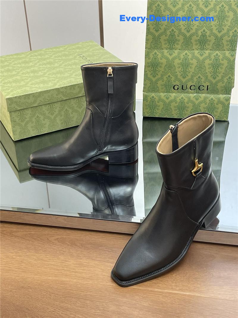 Gvc*1 horsebit-detail 45mm leather ankle boot in black