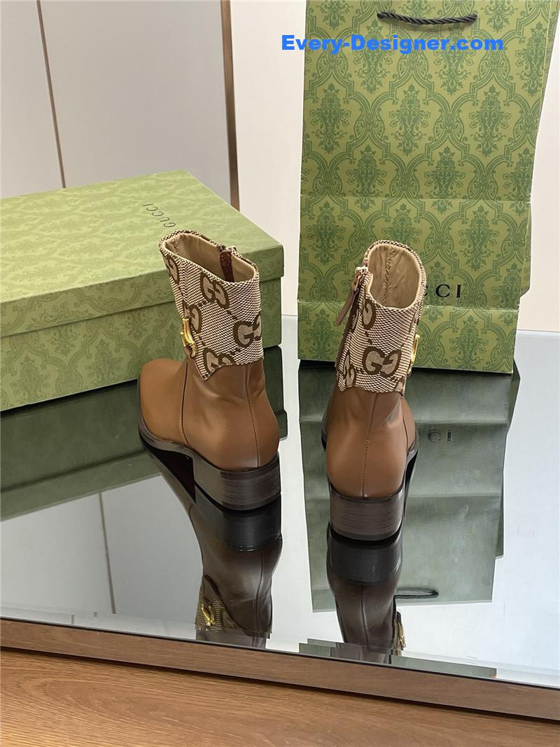 Gvc*1 horsebit-detail gg leather ankle boot